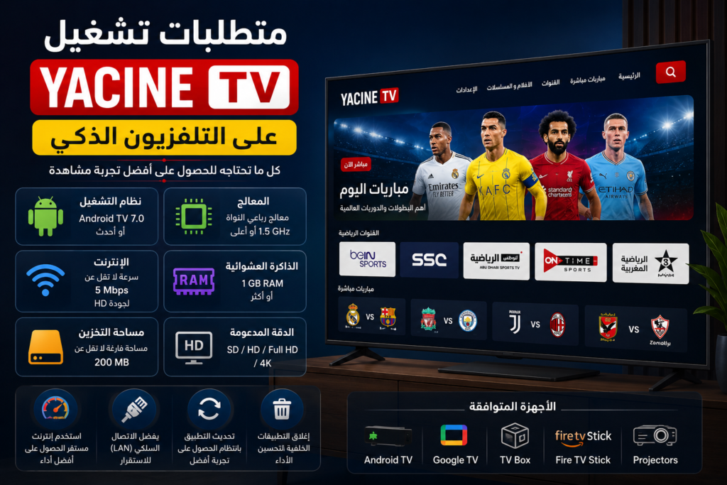 متطلبات تشغيل Yacine TV على التلفزيون الذكي